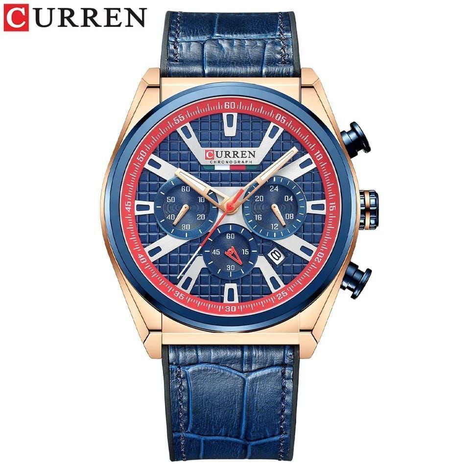 CURREN Men's Chronograph Waterproof Leather Wrist Watch