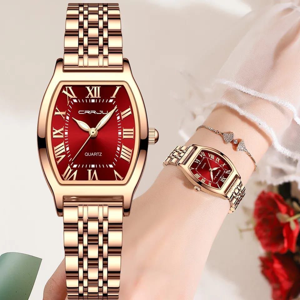 CRRJU Fashion Vintage Square Watche for Women