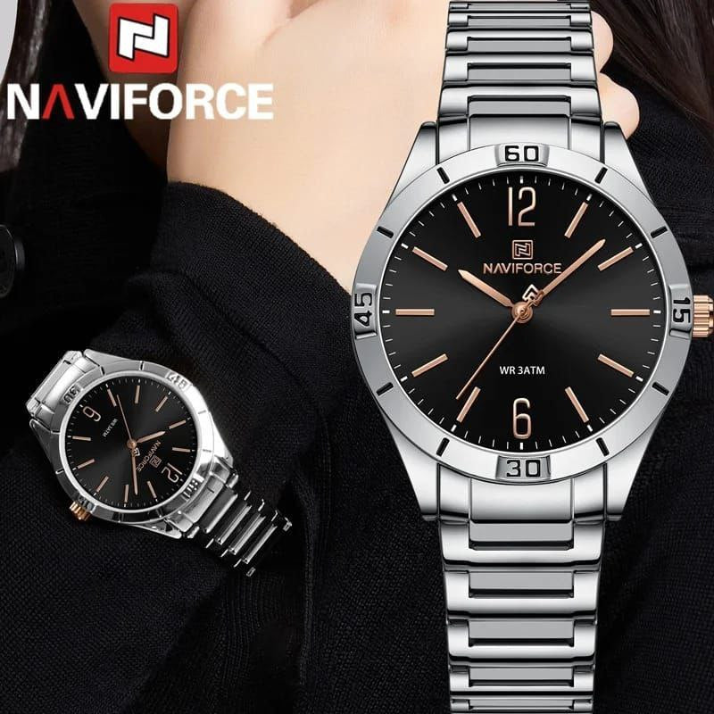 Naviforce Glamorous Women Watch - Silver Black