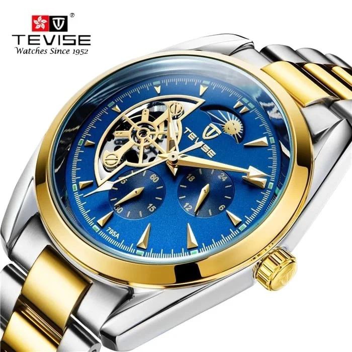 Tevise Men's Watch Automatic Mechanical Skeleton Luminous Hands