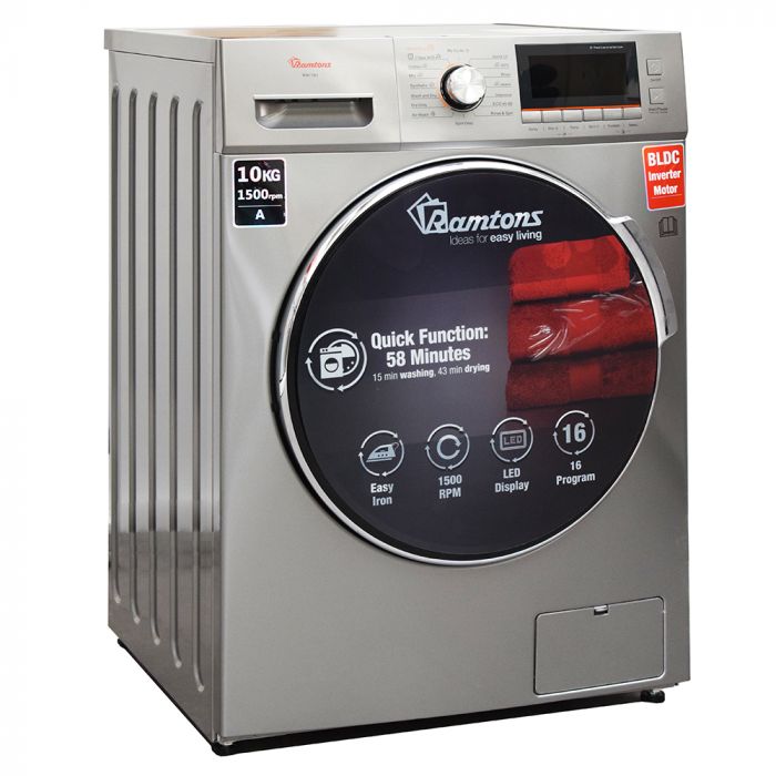 RAMTONS FRONT LOAD FULLY AUTOMATIC 10KG WASHER, 7KG DRYER, SILVER - RW/160