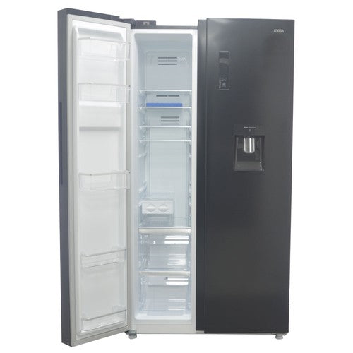 Mika Fridge, 562L, 2 Door Side By Side, No Frost (Frost Free), INVERTER Compressor, Shiny Black - MRNF2D562SBV