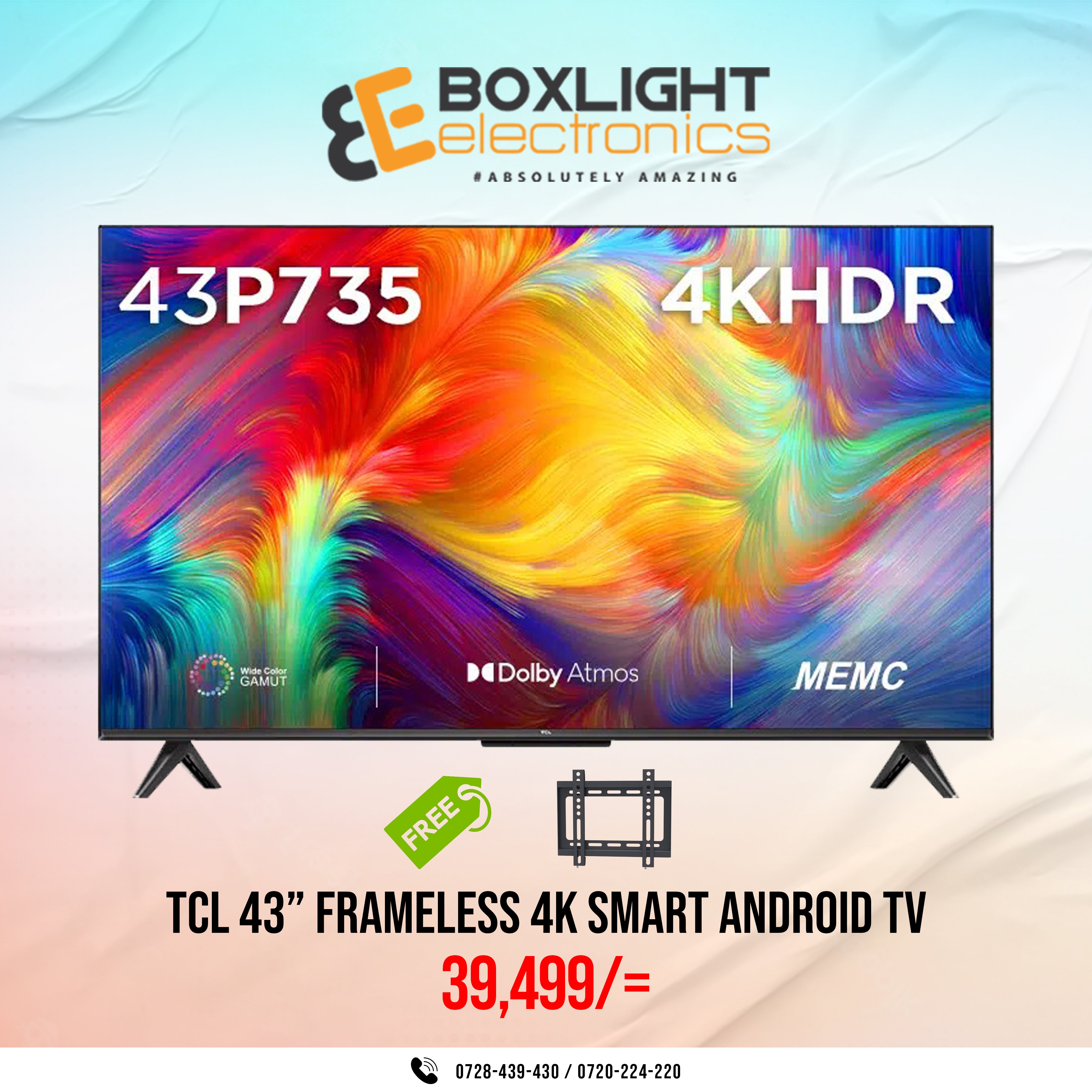 TCL 43" Inch Smart Android 4K Google TV + Free Wall Mount