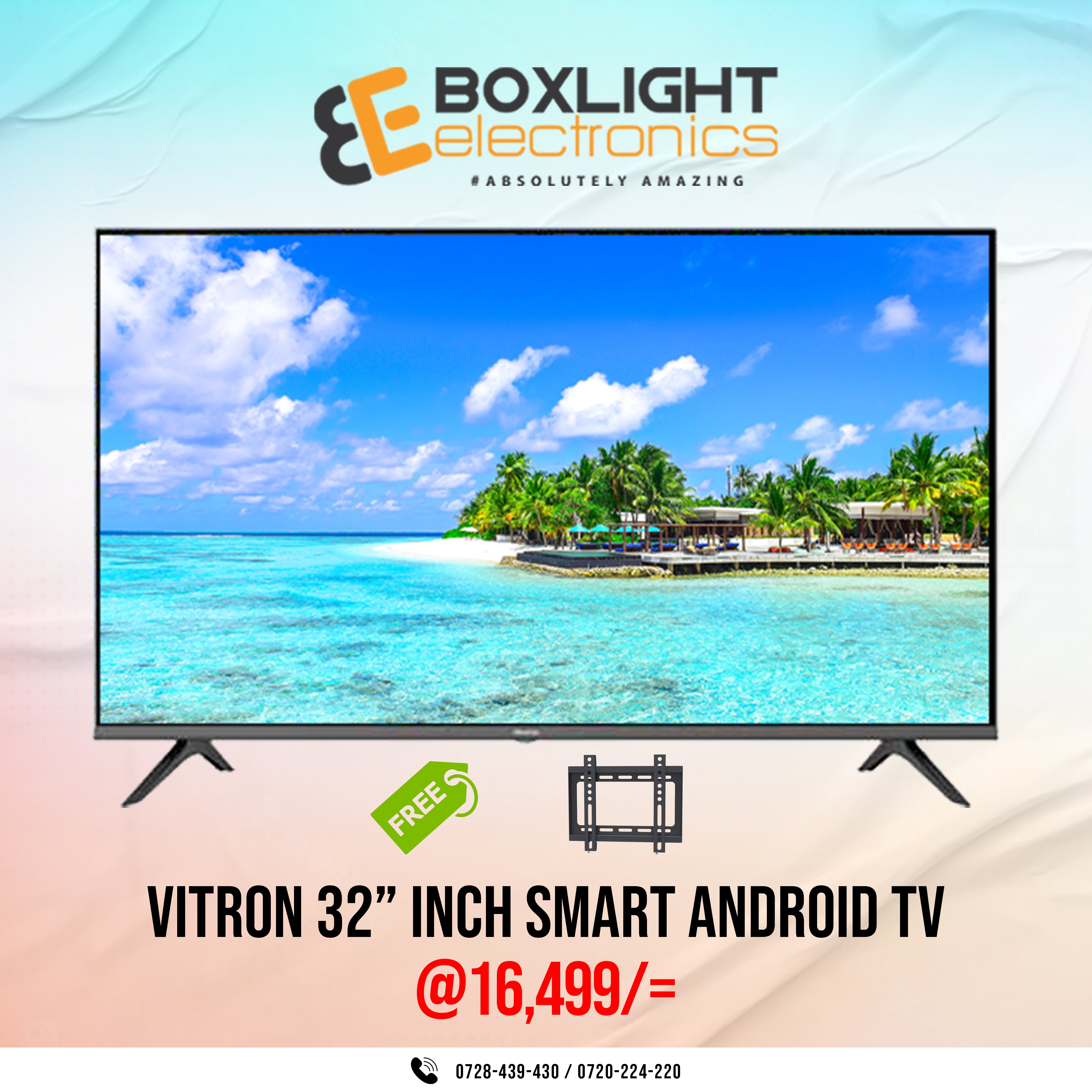 Vitron 32" Smart Android Frameless Tv + Free Wall Mount