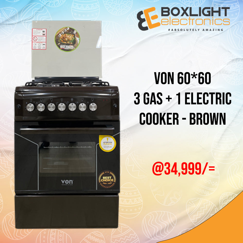 Von(VAC5F140PB) 4 Gas Cooker + Gas Oven - Brown