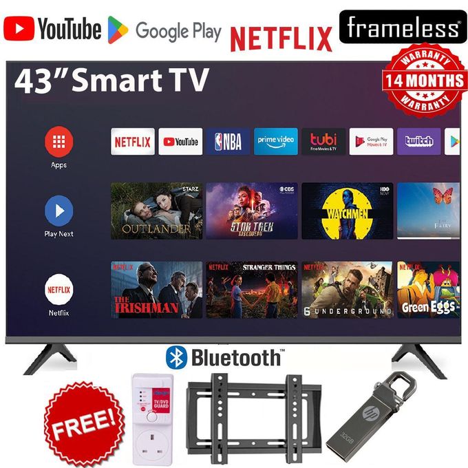 Solarmax 43" Inch,Frameless FULL HD Smart Android TV,MIRACAST