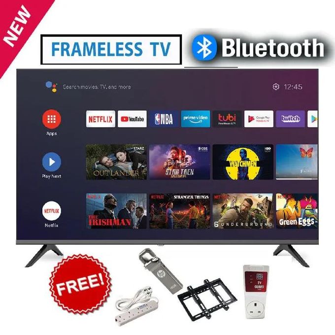 Globalstar 43"INCH 43UK64 FRAMELESS SMART ANROID & DIGITAL TELEVISION, BLUEOOTH ENABLED TV, NETFLIX, YOUTUBE, APP STORE, WIFI CONECTIVITY,,MULTIPLE USB&HDMI PORTS
