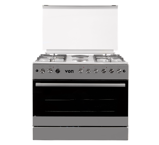 VON Cooker 4 Gas + 2 Electric, wide oven - VAC9F042WX Semi inox