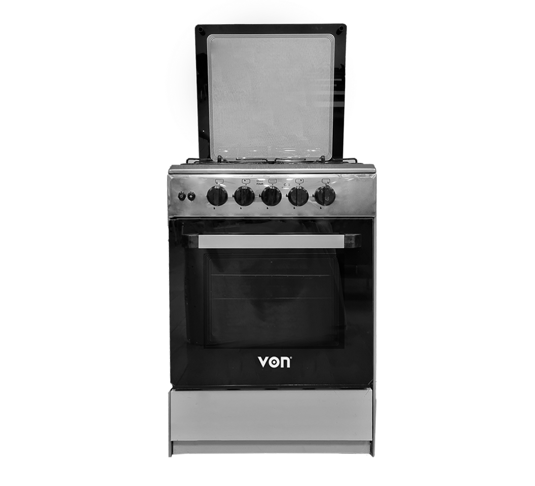 VON Cooker 4 Gas + Gas oven - 5534 Silver