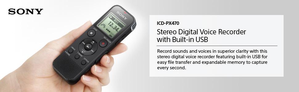 Sony ICD-PX470 Stereo Digital Voice Recorder with Built-in USB Voice Recorder