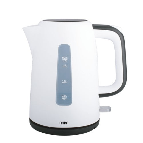 Mika Electric Kettle, 1.7L, Plastic, Cordless Cream White & Black - MK