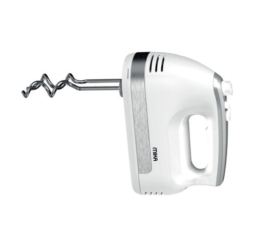 Mika Hand Mixer, 300W, 5 Speed with Turbo, Dough Hook, White & SS - MMH102WS