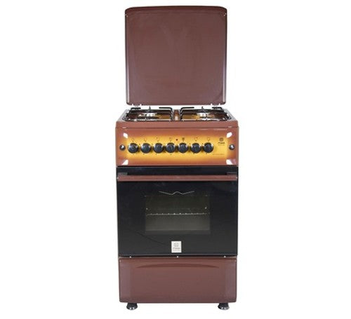 Mika Standing Cooker, 50cm x 55cm, 4G, Gas Oven (All Gas), 2 Knob Control, with Rotisserie, 2 Tone Brown - MST55PIAGDB/SD