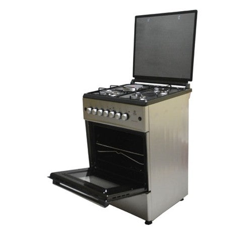 Mika Standing Cooker, 58cm x 58cm, 3G+1E, Electric Oven, 4F, with Rotisserie, Silver - MST60PU31SLEM