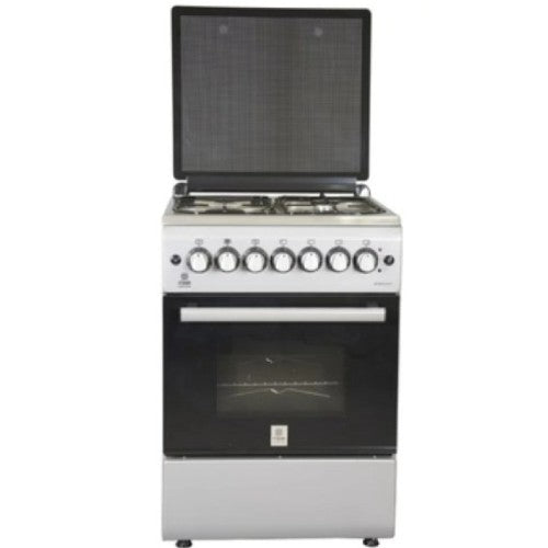 Mika Standing Cooker, 58cm x 58cm, 3G+1E, Electric Oven, 4F, with Rotisserie, Half Inox - MST60PU31HIHC