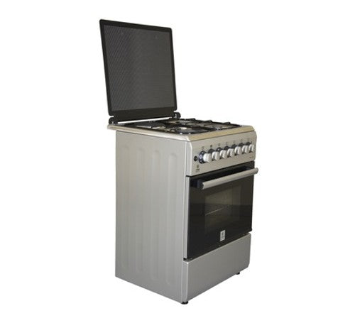 Mika Standing Cooker, 58cm x 58cm, 3G+1E, FFS, Electric Oven, 4F, with Rotisserie, Silver+SS Hob - MST60PU31SL/HC