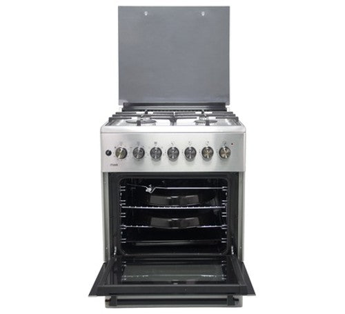 Mika Standing Cooker, 60cm x 60cm, 4G (1Wok), Electric Oven (Convection), 6F, Rotisserie, Stainless Steel - MST624HI/TS6W