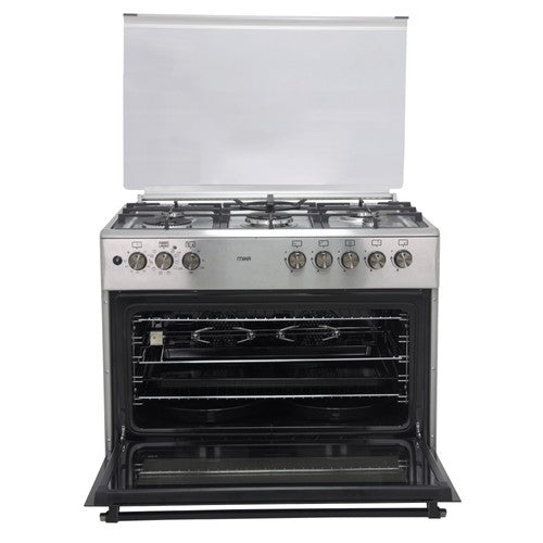 Mika Standing Cooker, 60cm x 90cm, 5G (2Wok), Full Elec. Oven (Air Fry+Conv.), 6F, Rotisserie, S. Steel - MST90PU5GHI/2WFO