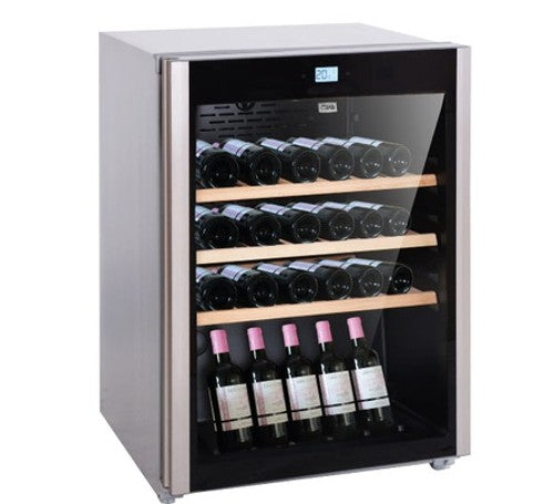 Mika Wine Chiller, 43 Bottles, Oak Shelves, Black - MWC43