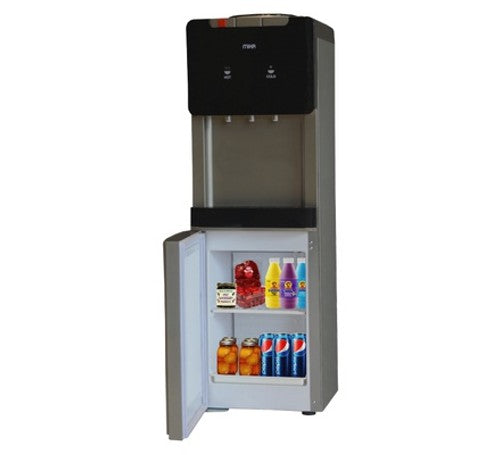 Mika Water Dispenser, Standing, Hot, Normal & Cold (3 Taps),With Cabinet, Refrigerator, Silver & Dark - MWD2702SGR
