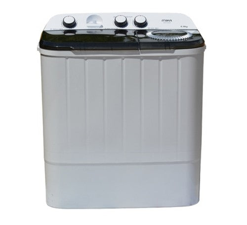 Mika Washing Machine, 6kg, Semi Automatic, Twin Tub, White & Grey - MWSTT2206