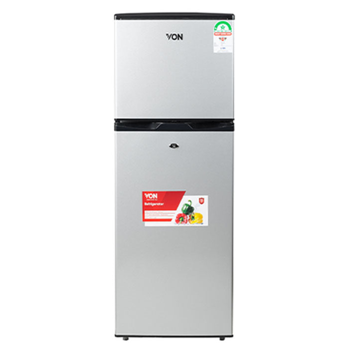 Von VART-19DHY Double Door Fridge 138L - Silver