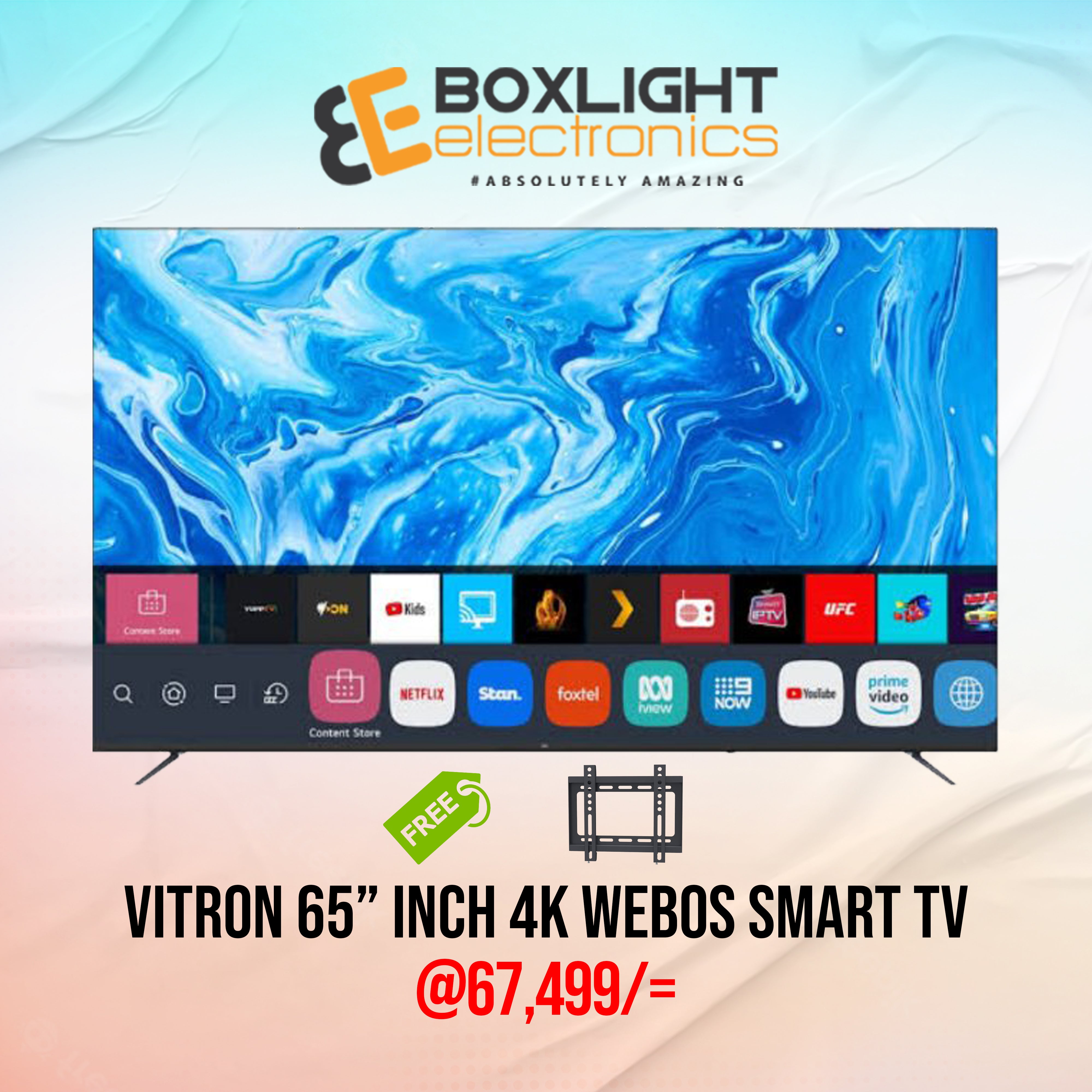 Vitron 65″ Smart 4K HDR Frameless TV – Powered by WebOS