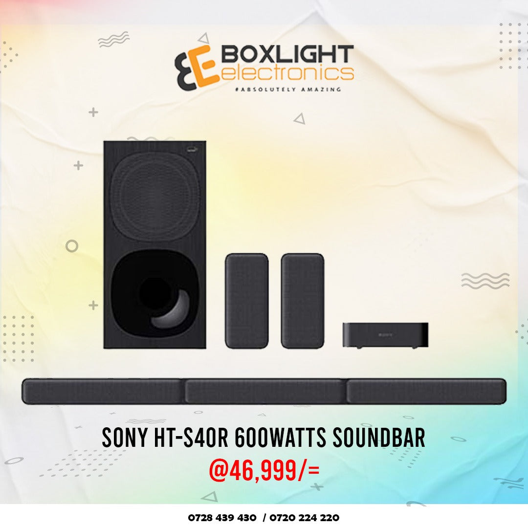 Sony S40R 600 Watts RMS 5.1 Channel SoundBar With Wireless Rear Speakers - HT-S40R + Free Gift