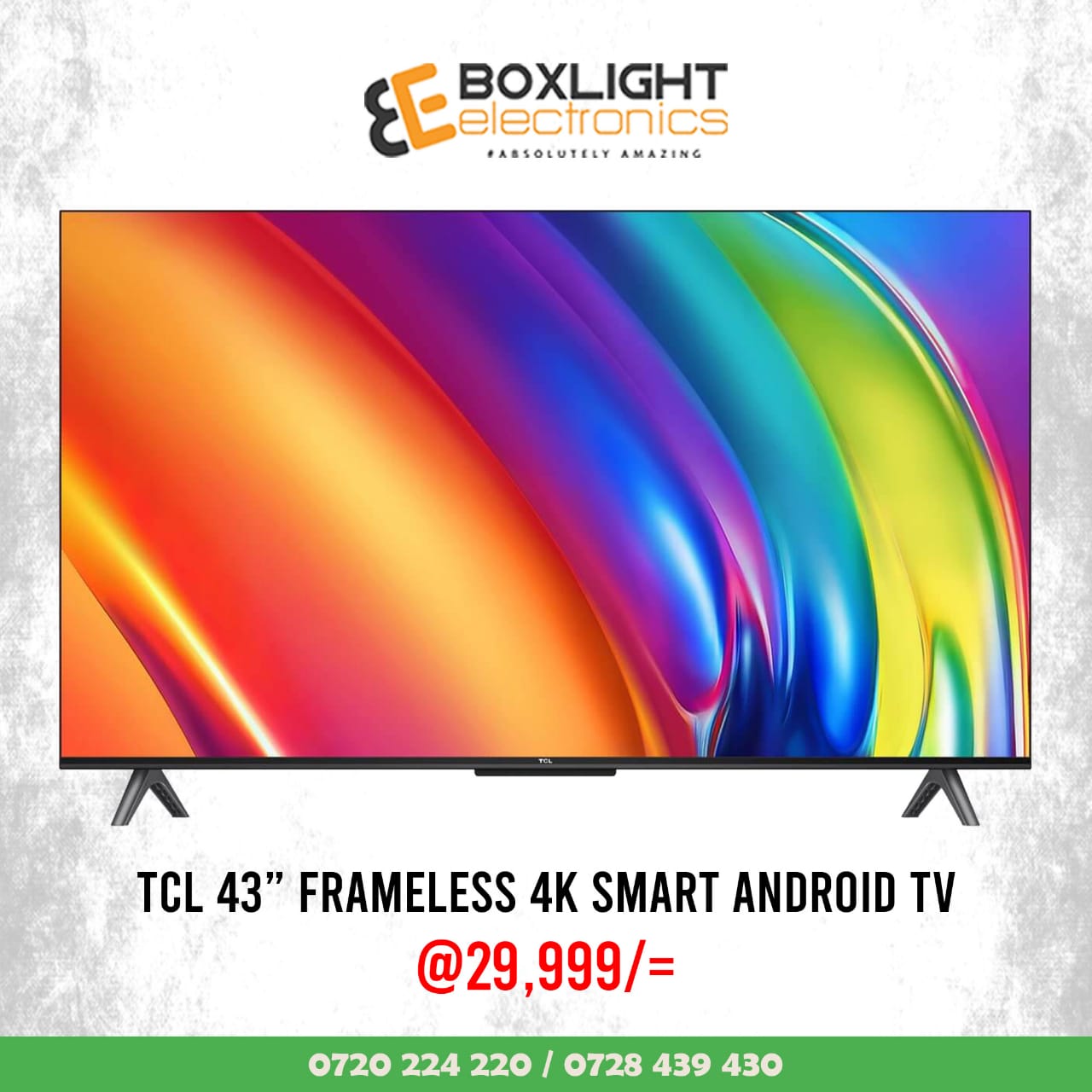 TCL 43" SMART Android FRAMELESS Tv + Free Wall Bracket