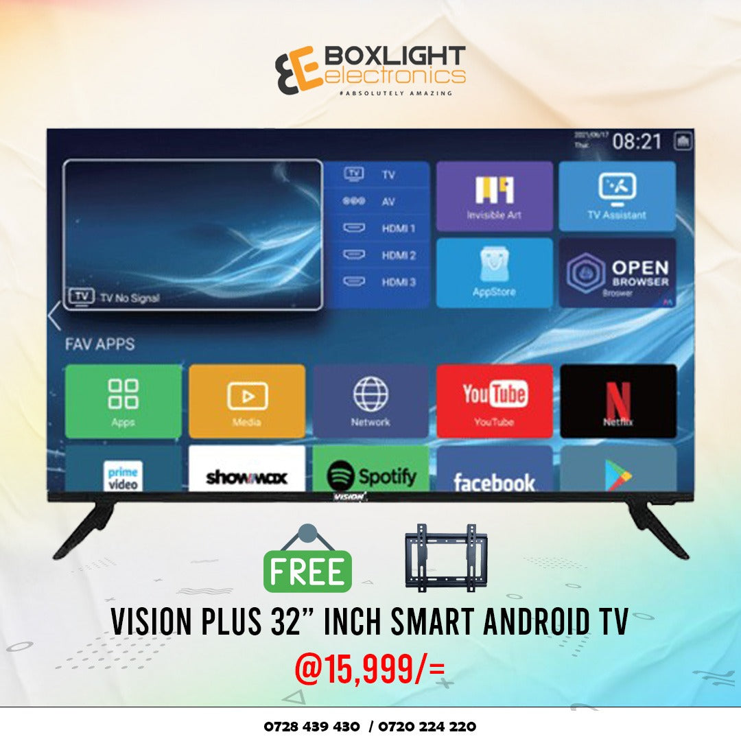 Vision 32" Smart Android Frameless with Bluetooth + Free Wall Bracket