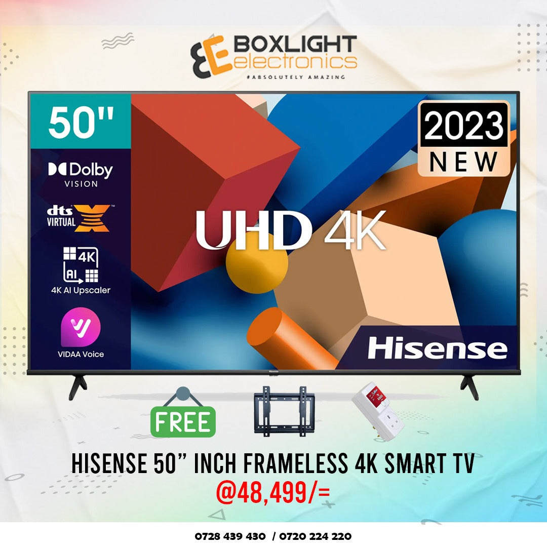 Hisense 50'' Inch FRAMELESS 4K ULTRA HD SMART TV + Free Wall Mount