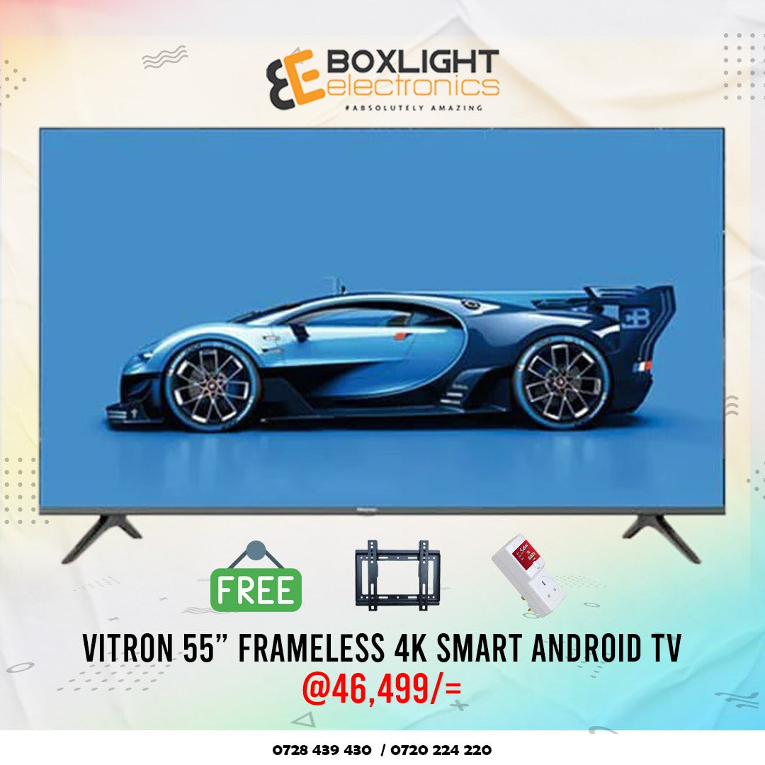 Vitron 55" Smart Android Frameless 4K UHD, Bluetooth + Free Wall Mount