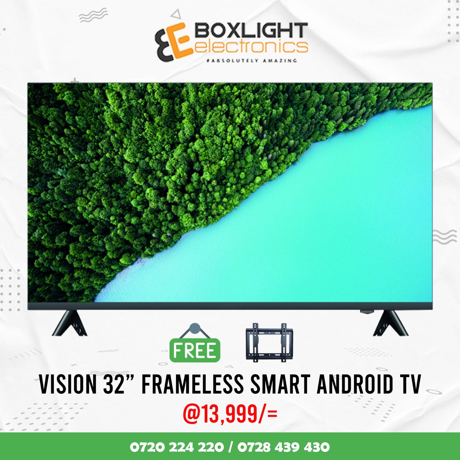 Vision 32" Smart Android Frameless with Bluetooth + Free Wall Bracket