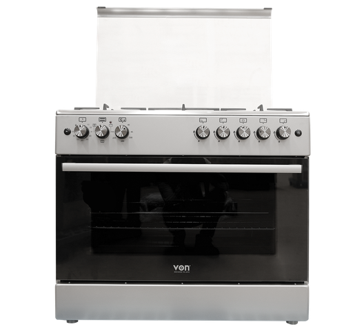 VON Cooker 5 Gas, wide oven - VAC9FO50WX Semi inox