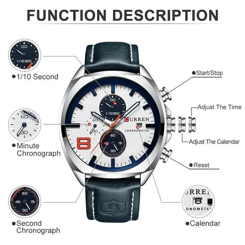 Curren Automatic Chronograph Waterproof Wrist Watch