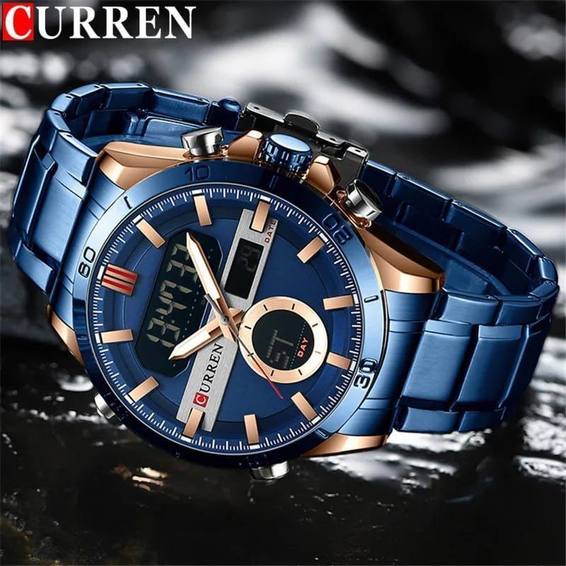 Curren Men's Analogue Digital LED Stainless Steel Wrist Watch
