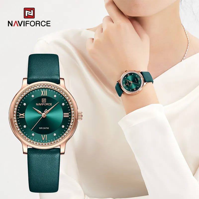 Naviforce Women's Analogue Quartz Watch with Leather Strap