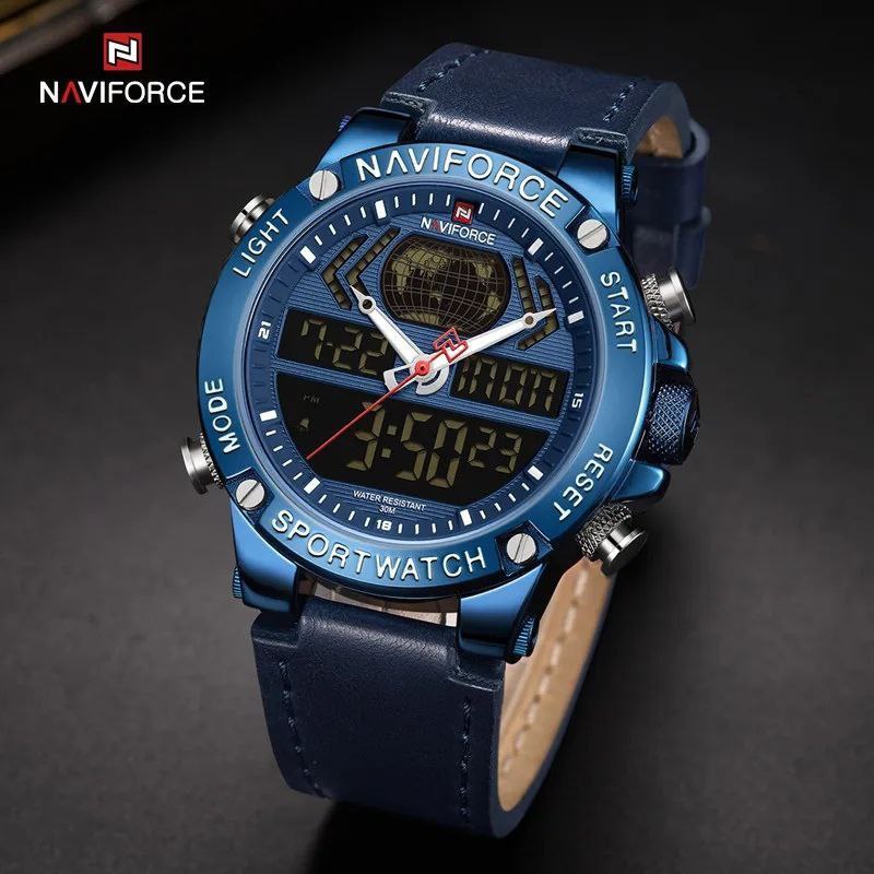 NAVIFORCE Men Fashion LED Military Sports Analog Digital Quartz Watch