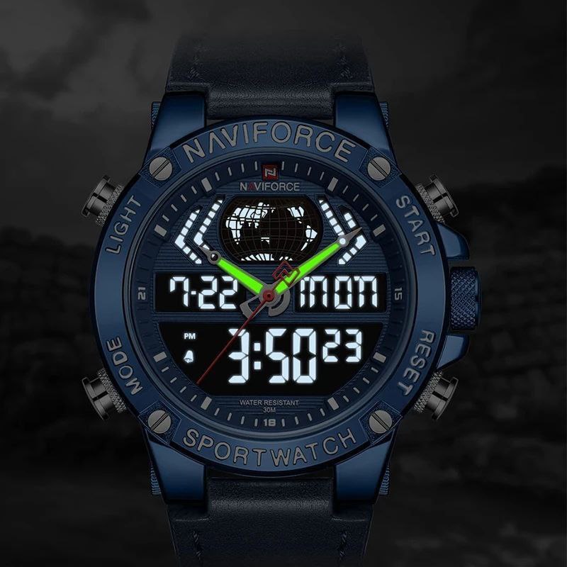 NAVIFORCE Men Fashion LED Military Sports Analog Digital Quartz Watch