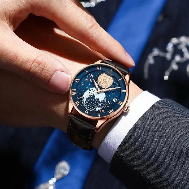Poedagar Men's Business leather bracelet wrist watch