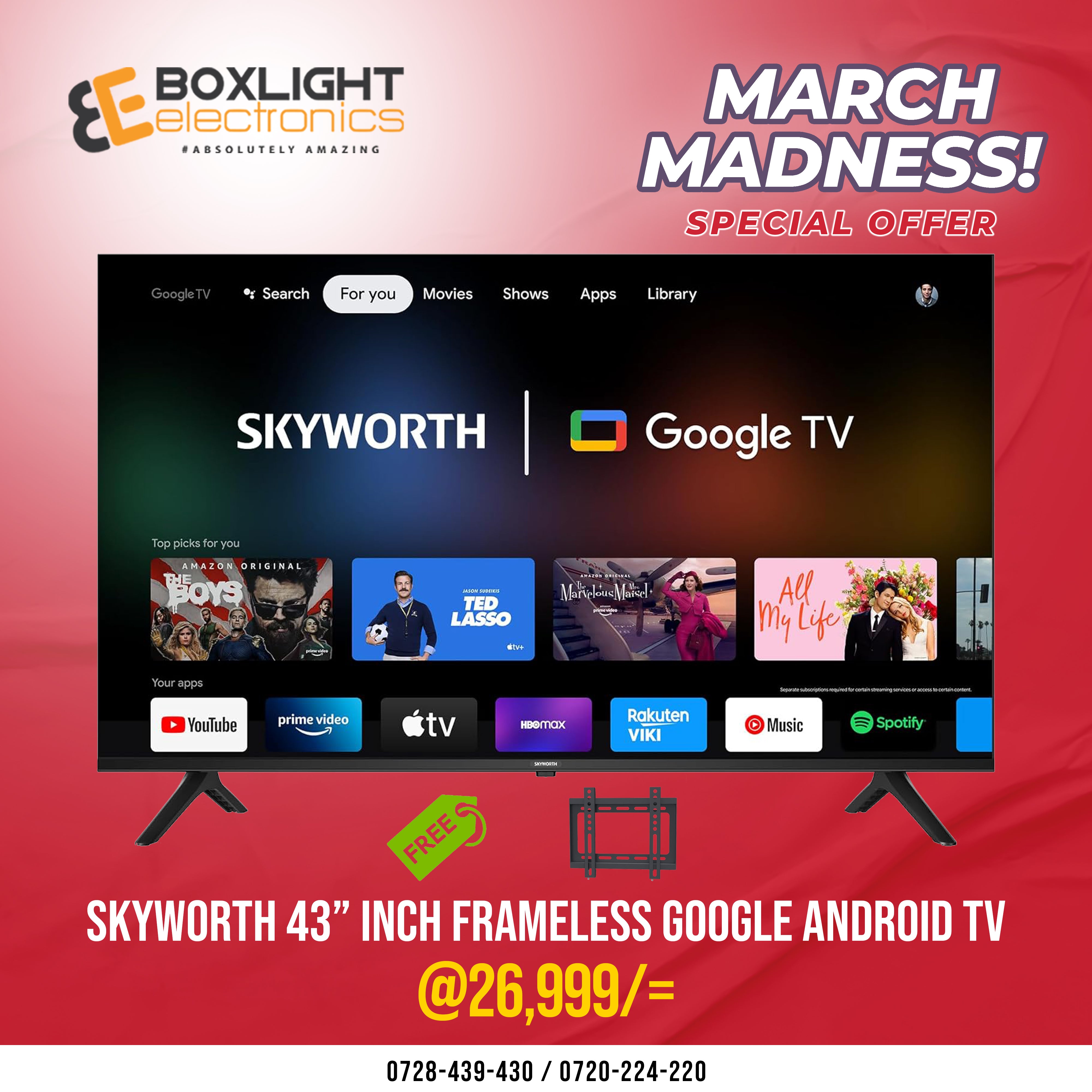 Skyworth 43" Smart Android QLED Frameless TV