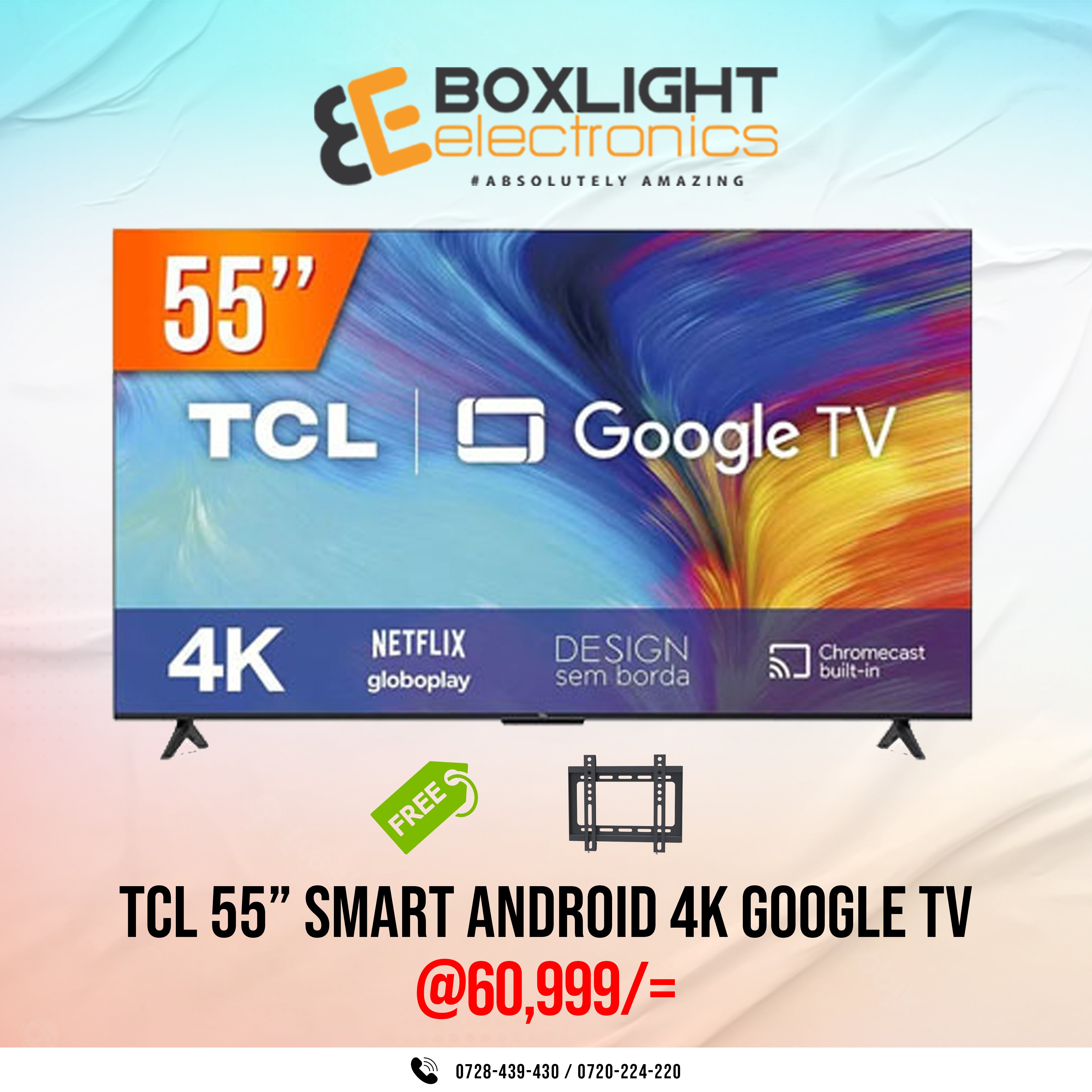 TCL 55'' Inch 4K Google Android Tv - 55P635 + Free Wall Mount