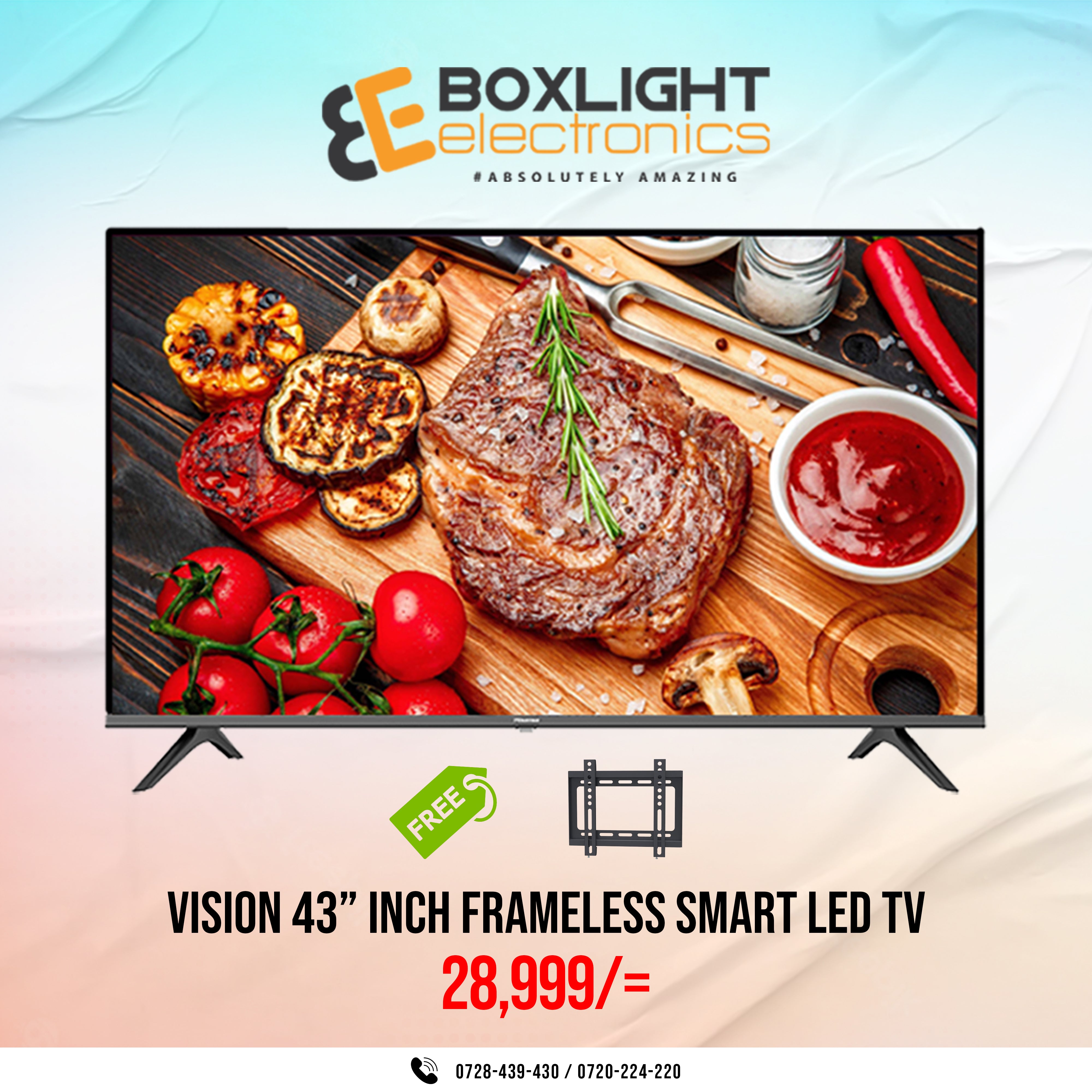 Vision 43" Smart Android Frameless + Free Wall Bracket