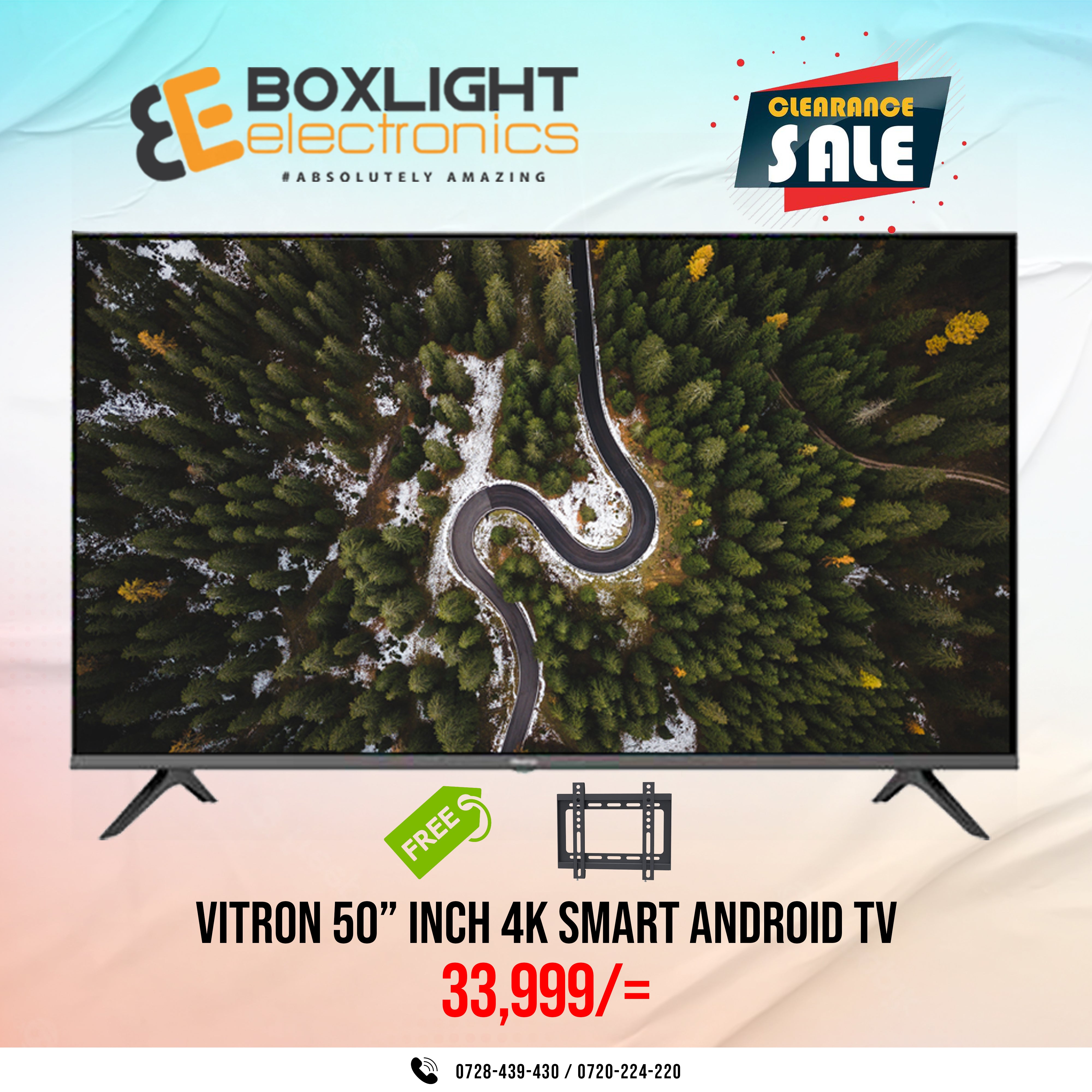 Vitron 50" Inch FRAMELESS 4K UHD Android TV BLUETOOTH + Free Gifts