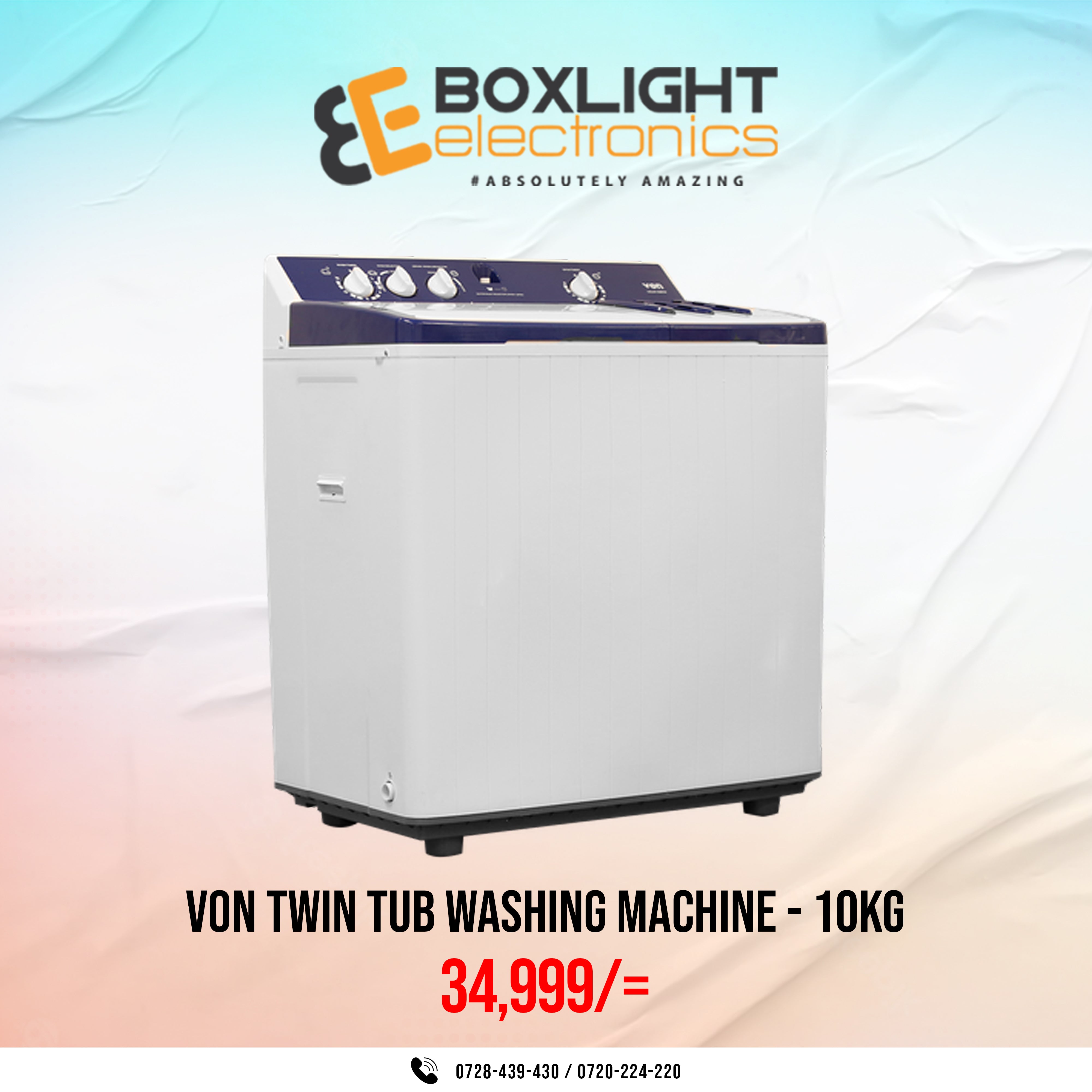 Von VALW-10MFW Twin Tub Washing Machine - 10KG