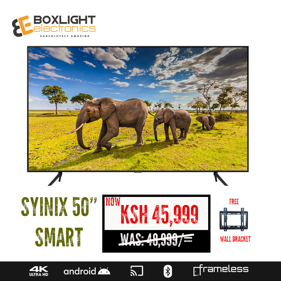 Synix 50’’ 4K ULTRA HD SMART ANDROID TV, FRAMELESS, BLUETOOTH + FREE WALL BRACKET